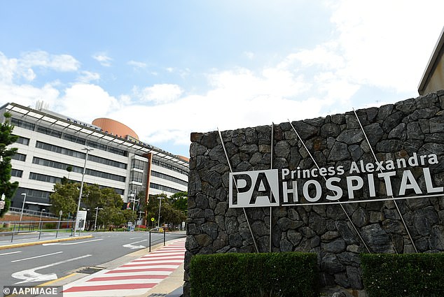 Major hospitals, including Brisbane's Princess Alexandra Hospital (pictured), have been affected by the outage