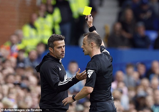 Fulham's Marco Silva (left) is one of two managers booked three times for dissent