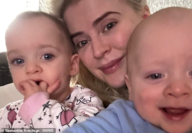 Samantha Armitage (pictured with the twins), 34, admits she misses her pre-pregnancy figure and is going on holiday with her eldest son, 12, because she 'gave up a lot of her life' to look after her to care for young twins born last year