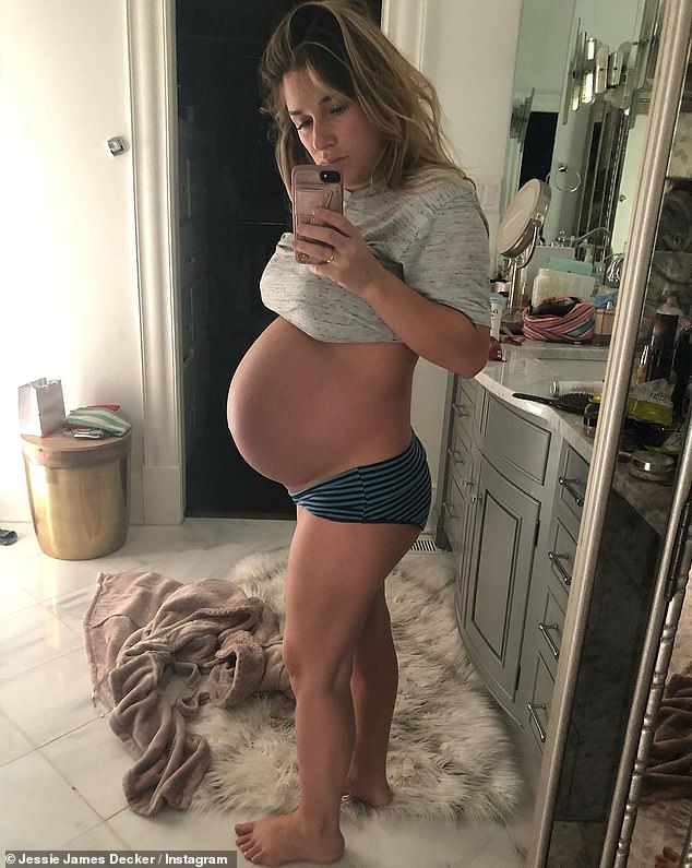 Baby number four: 'Eric didn't believe me at first.  He thought I was playing a joke on him,” she said in her Instagram Stories last month