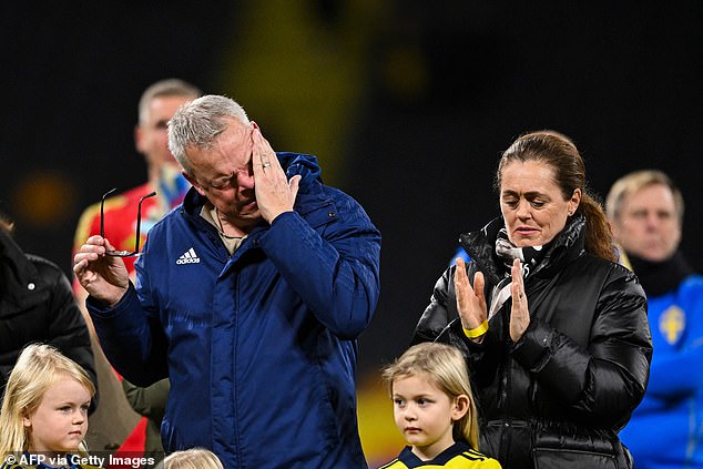 An emotional Andersson resigned as Sweden's national coach on Sunday with a 2-0 win over Estonia