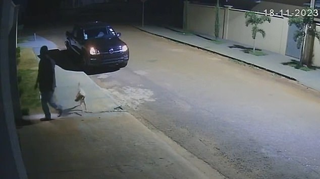 Mayor Naçoitan Leite was seen on a security camera walking to the home of his estranged wife, whom he married 15 years ago, before ramming his pickup truck into a door and starting shooting.  His wife TV Anhanguera said he shouted her name just before he started shooting