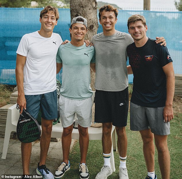 Nowadays, the current crop of F1 drivers is super healthy and can no longer be found in the bar very often.  The photo shows, from left to right, George Russell, Lando Norris, Alex Albon and Max Verstappen