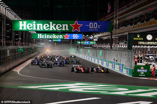 Heineken's branding during the Las Vegas Grand Prix focused around the Silver and 0.0 products