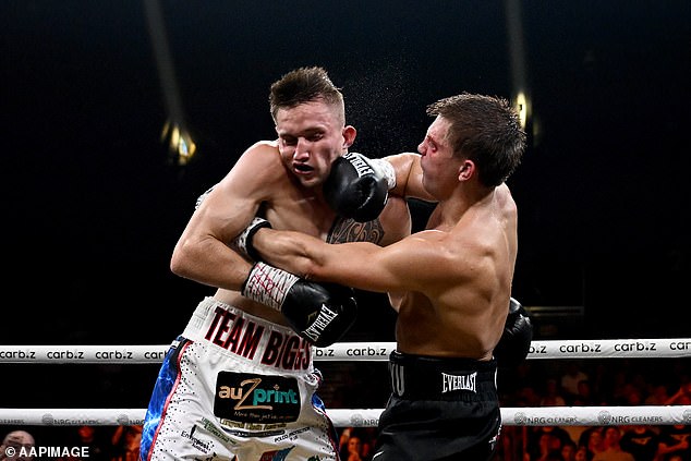 Nikita's TKO victory over Dylan Biggs (pictured) saw him capture the Australian title in just his eighth professional fight