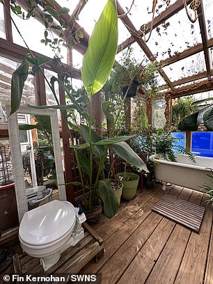 Despite being only 30 square meters in size, their unique space features a bathroom that doubles as a greenhouse