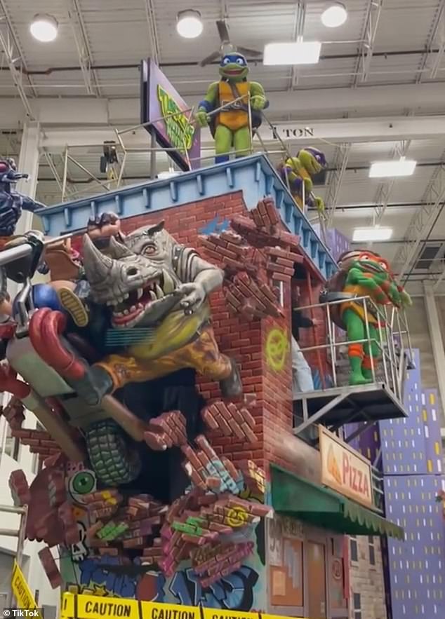 The travel guru also gave fans a behind-the-scenes look at some of the new floats being housed in the Macy's Parade Studio, including the Teenage Mutant Ninja Turtles float.