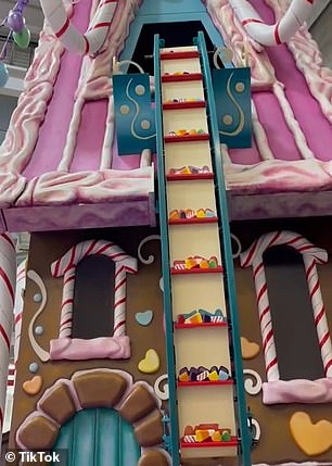 Brach's new Palace of Sweets float is covered in candy canes and gum drops