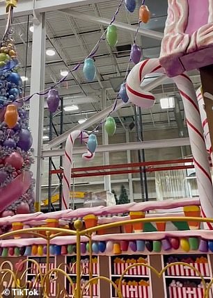 Brach's new Palace of Sweets float is covered in candy canes and gum drops