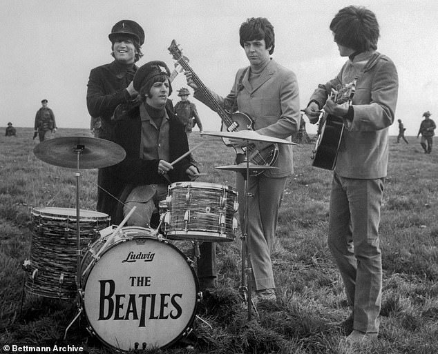 The beautiful ballad is currently number six in the ARIA charts and was written by Lennon years after The Beatles broke up in 1970.  Pictured: The Beatles - John Lennon, Ringo Starr, Paul McCartney and George Harrison in their 1960s heyday