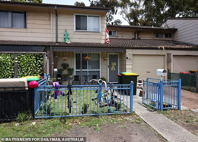 Children's toys could also be seen at the front of neighboring houses, while a few had Christmas decorations put up (pictured)