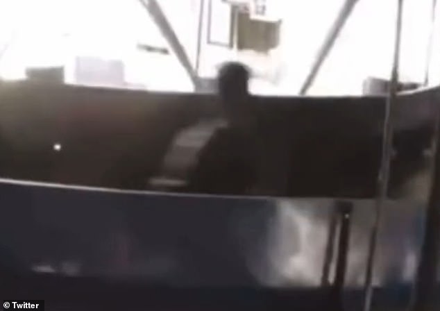 A Chilean airport surveillance camera showed the boy sitting on the conveyor belt just before a worker pulled him to safety