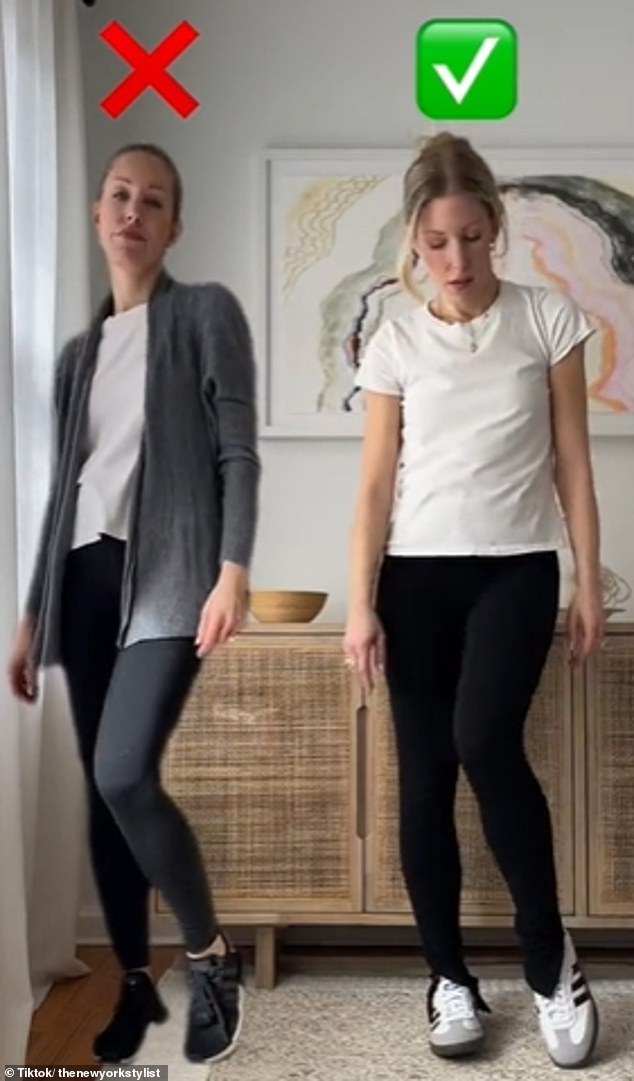 Another TikTok user, Liz Teich, showed how millennials can upgrade their outfits to become more of a stylist, including swapping regular leggings for flared leggings