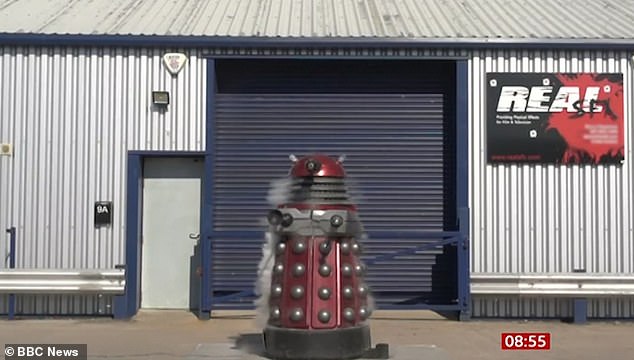 Intense: Fans also got a behind-the-scenes look at the filming of Doctor Who, as on-screen videos showed them shooting timed explosions, including blowing up a Dalek