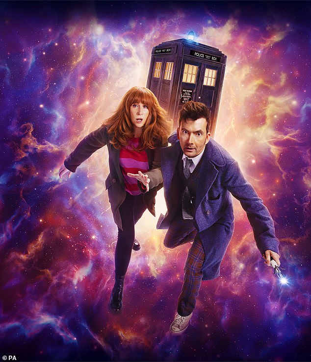 Exciting: David Tennant returns to Doctor Who on Saturday night for the 60th anniversary special alongside Catherine Tate as Donna Noble