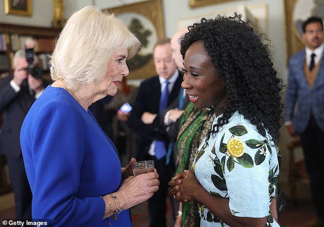Her Majesty met with guests, past winners and the authors shortlisted for this year's Booker Prize, ahead of the announcement of the 2023 winner. Pictured chatting with author Esi Edugyan, Chairman of the jury of 2023