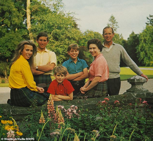 The colorful card from 1972 is reminiscent of the 1970s and Prince Andrew has his eyes closed