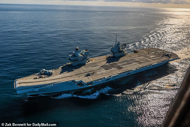 HMS Prince of Wales sails off the coast of Virginia and North Carolina as it prepares to take over 'very high readiness' duty for Britain