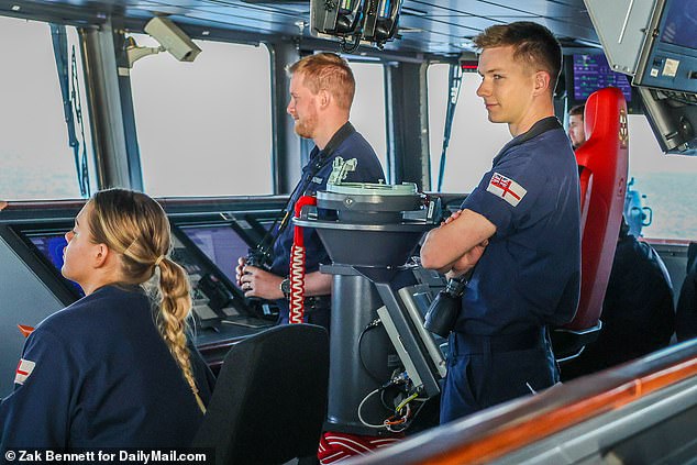 The view from the bridge, from where the ship is controlled