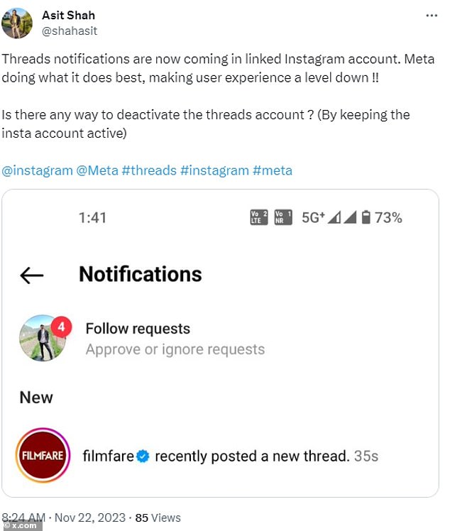 Annoyed social media users have found themselves being bombarded with Threads notifications on Instagram