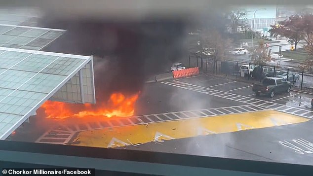 A video taken from a building next to the checkpoint shows the massive explosion