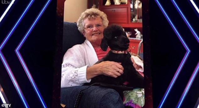 Hilarious: Stephen later questioned the player about her grandmother and revealed to Katie that he actually had a photo of the pair together.  But when an image of Katie's grandmother flashed on the screen, her face completely dropped as she sat with a dog, and not Katie.