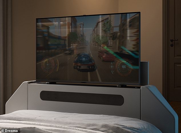 A 43-inch 4K Smart TV is mounted in the footboard as standard, but users can choose to upgrade to a 42-inch LG OLED