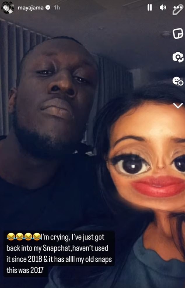 Cheeky!  While revisiting her Snapchat account, the brunette beauty discovered a 2017 video of her and the rapper strolling around with filters
