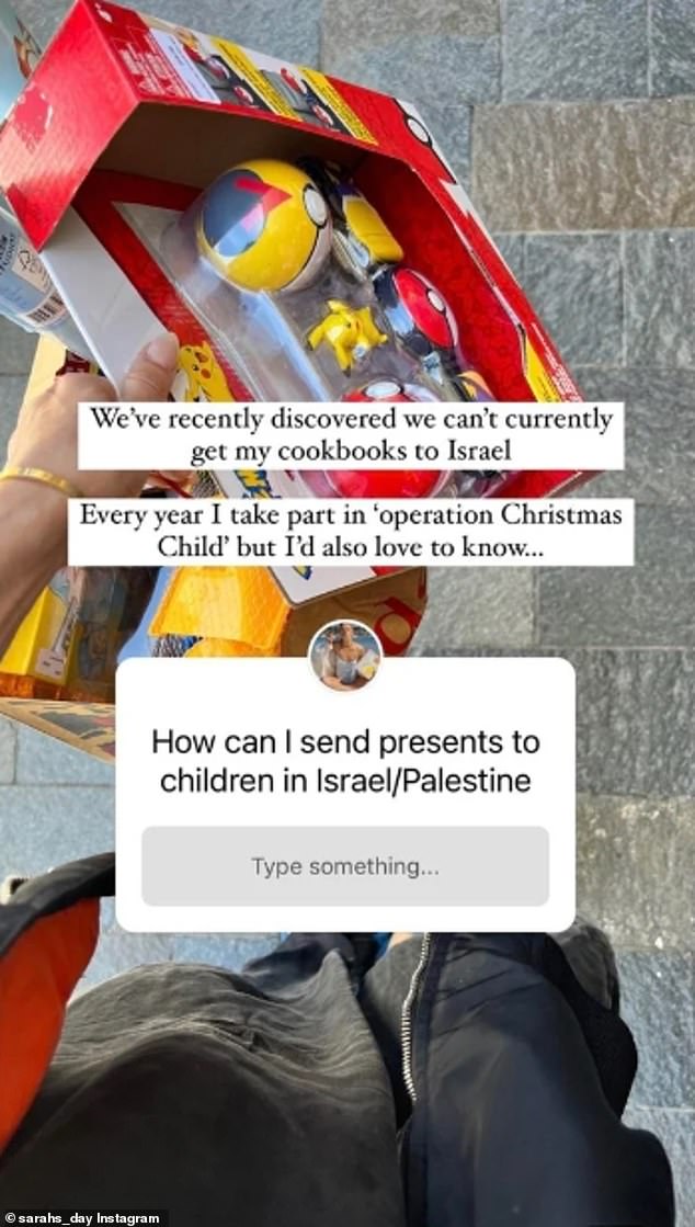 Last week, the Sydney-based influencer asked her followers how she can send Christmas gifts to the country currently at war with Hamas.