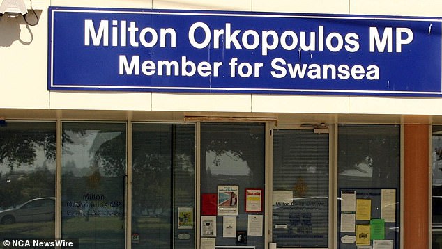 Above is Orkopoulos's electoral office in Swansea, between the central coast and Newcastle north of Sydney