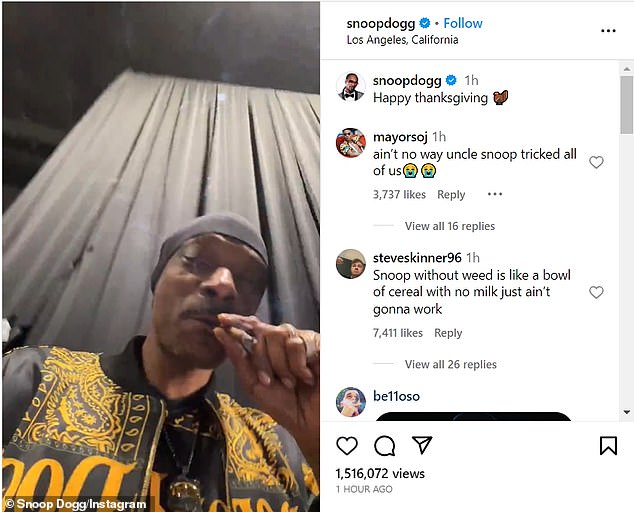 On Thursday, the Long Beach resident shared a video of himself happily smoking a blunt and dancing along to Peso Pluma and Jasiel Nuñez's 2023 song Lagunas before telling the camera, 