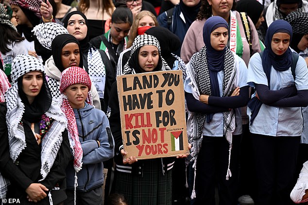 Students skipped school on Friday to express their support for the state of Palestine