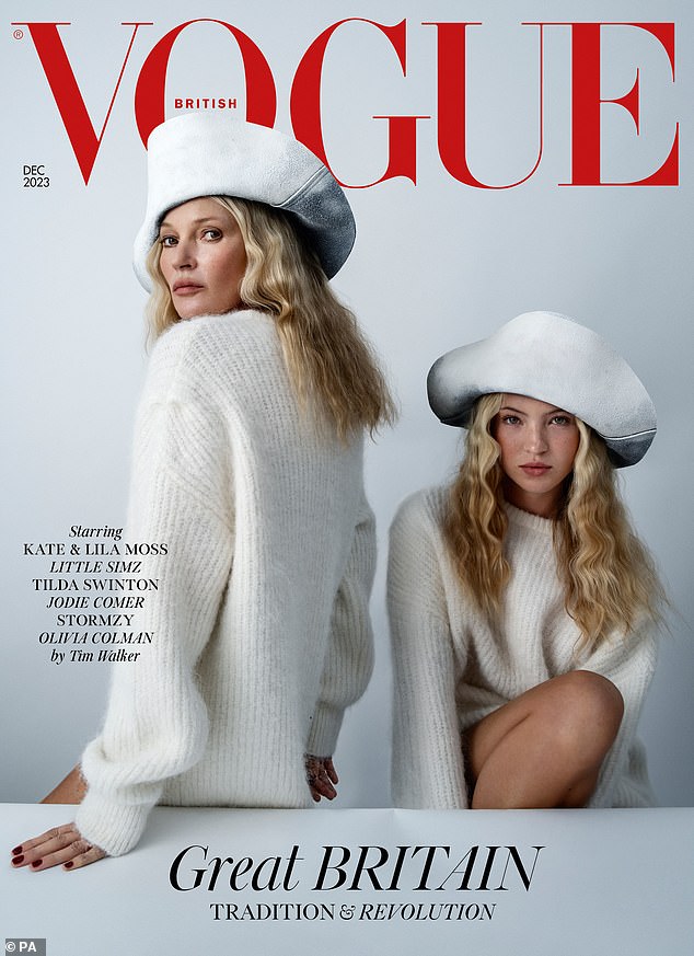 Iconic: Her outing comes after she and her model mum Kate Moss, 49, appeared on their first joint British Vogue cover as they led a slew of stars in the December 2023 issue