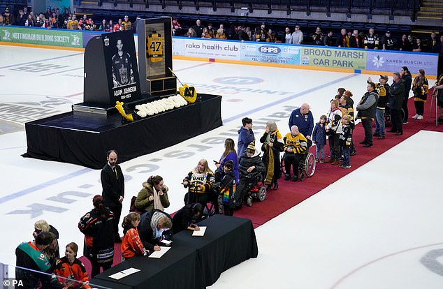 The arena previously hosted a memorial where supporters could sign a book of condolence