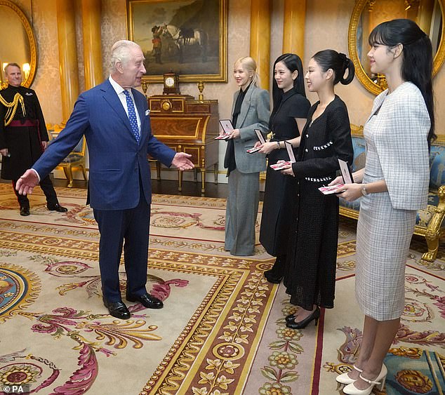 The expert emphasized that had Meghan and Harry remained with The Firm, they would have been involved in the pomp and circumstance of this week's glitzy state visit by South Korea's president and first lady, which included VIPs such as the iconic K-Pop group Blackpin came to visit.  Buckingham Palace