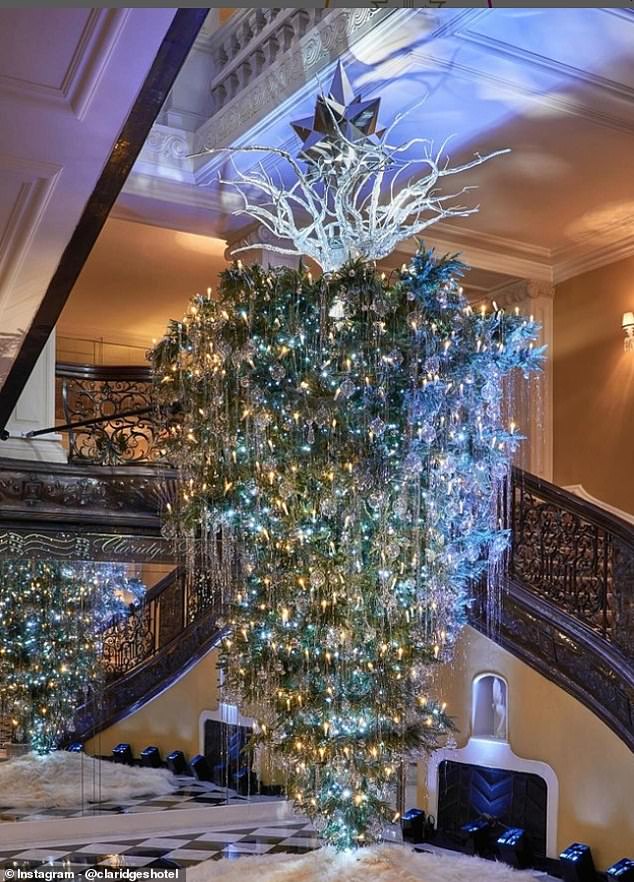 Inspiring tradition: Karl Lagerfield, who sadly passed away in 2019, delighted visitors to the hotel in 2019 with his upside-down Christmas tree, complete with roots