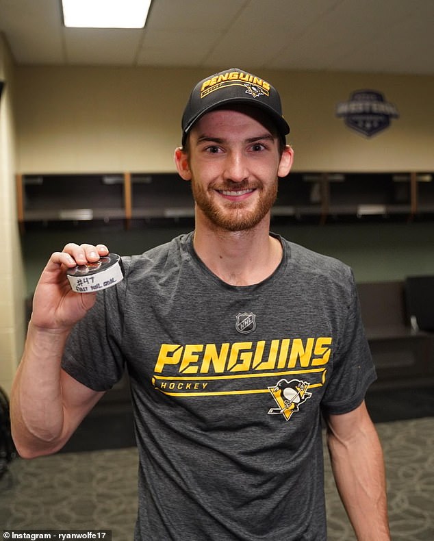 Another showed him holding a puck in a Pittsburgh Penguins t-shirt – his former NHL team