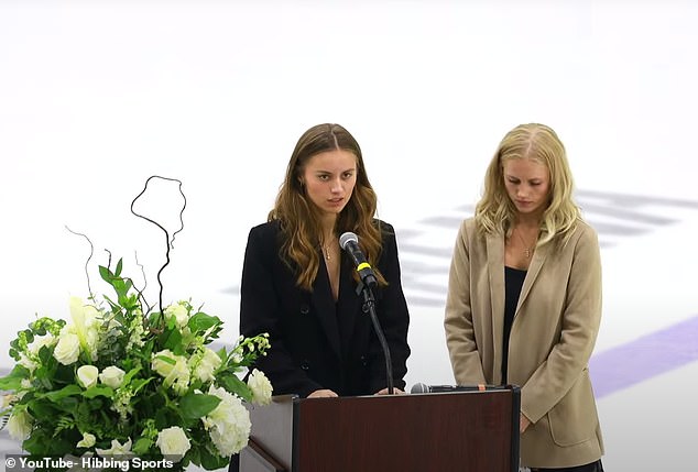 Wolfe delivered a eulogy at his memorial, saying the fallen hockey player was her 