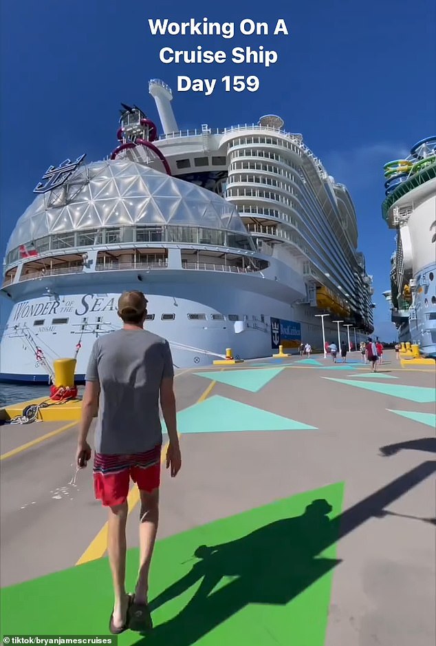 Bryan James, originally from San Francisco, California, works and lives on Royal Caribbean's Wonder of the Seas - the largest ship in the world, with nearly 3,000 cabins