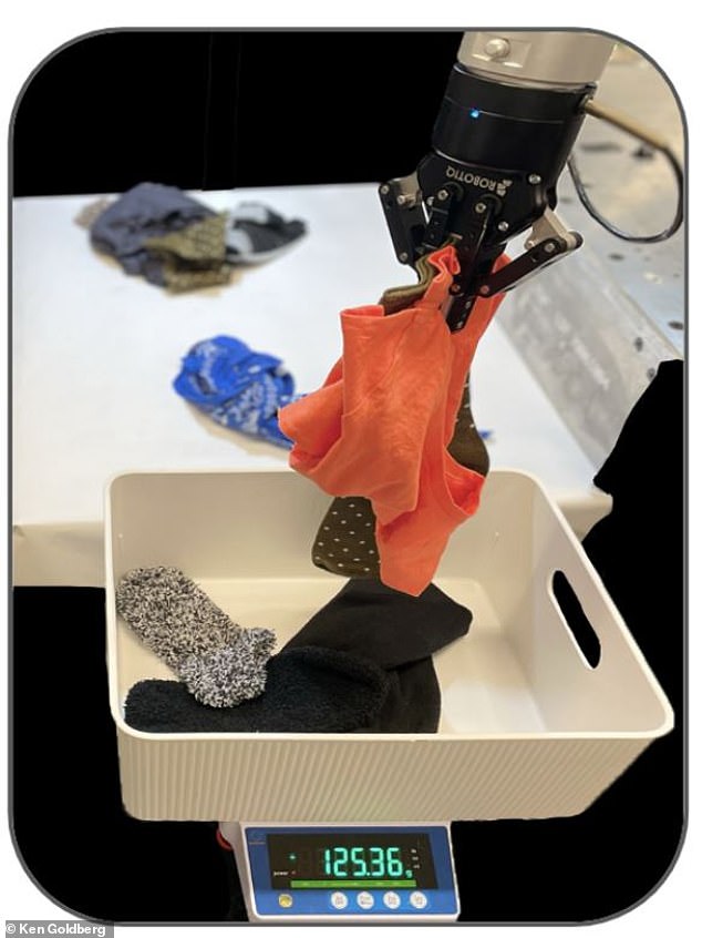 The researchers found they could make the robot about 70% more efficient by teaching it how to stack clothes on the floor before picking them up.