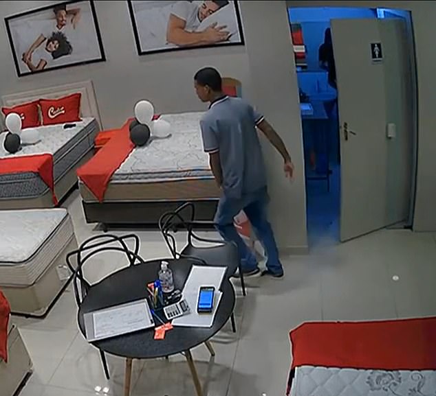 Police in São Paulo, Brazil, are searching for a man (pictured) who allegedly tried to sexually assault a store employee on Saturday