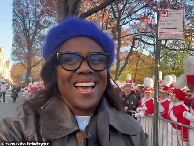 Roberts (pictured) was excited to attend the parade after her husband was hospitalized and had to miss it last year