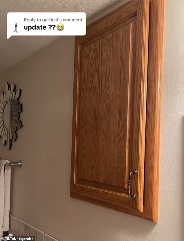 In a viral clip, the woman - who remained unnamed - asked people online what to do after showing them the 'shelter' located behind a seemingly normal cabinet.