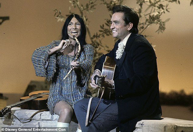 Saint-Marie with Johnny Cash during his show of the same name in 1959