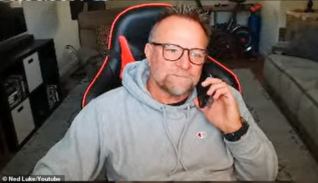 The 65-year-old took a call during his stream and told viewers: 'Okay, I gotta go, now these holes have destroyed my house'