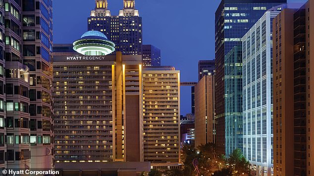 His uncles founded the global Hyatt hotel chain.  Pictured: the first Hyatt Regency property in Atlanta