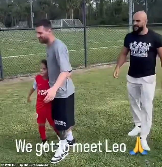 Chueko made sure the children lined up properly so they could meet Messi