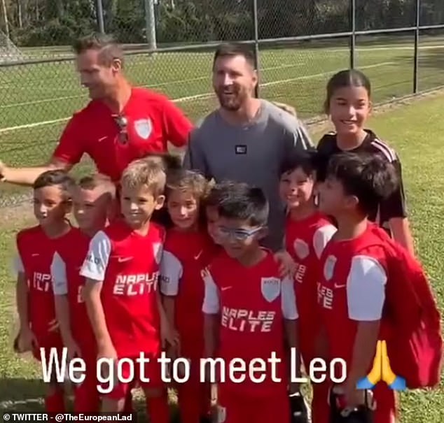 Messi from Inter Miami and Argentina happily posed for photos with the children