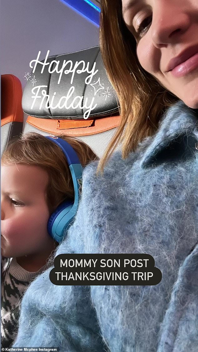 Sweet: Katherine shared a sweet photo with her son on Instagram on Friday with the caption, 