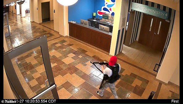 Footage released by Nashville police shows Hale sneaking through the hallways.  She walks through the entire hallway before disappearing into the distance to go to the second floor